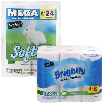 Signature Select Paper Towels Brightly Family Pack - 12 Roll - Safeway