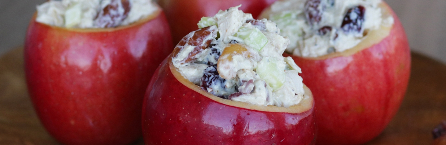 Apple Bowls with Chicken Salad
