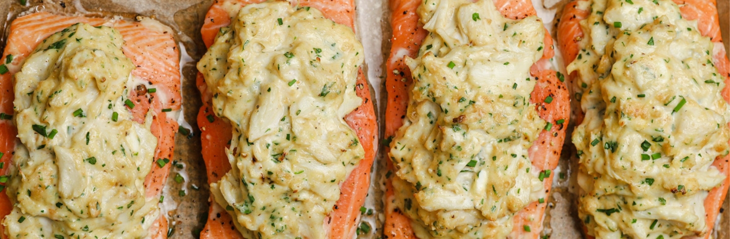 Baked Salmon with Crab 