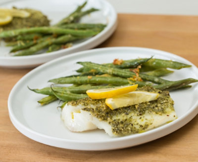 OnePan Pesto Cod with Parmesan Green Beans Safeway