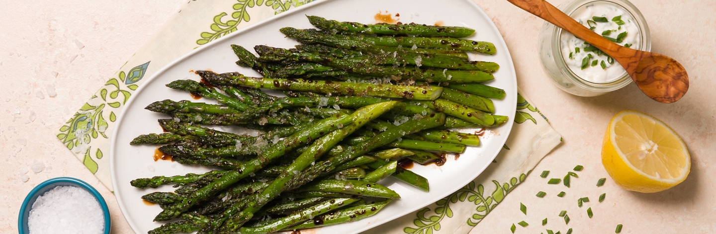 Roasted Balsamic Asparagus with Chive Aioli