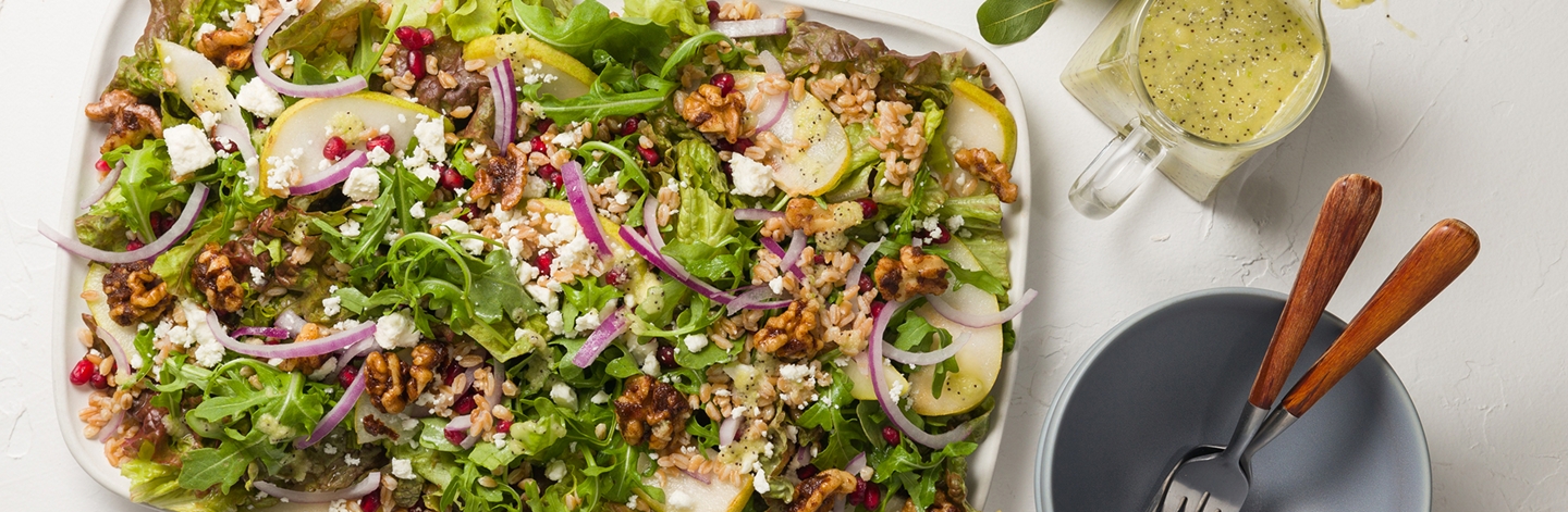 Vegan Winter Salad with Apple Poppyseed Dressing
