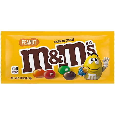 M&MS Peanut Milk Chocolate Candy Single Size 1.74 Oz