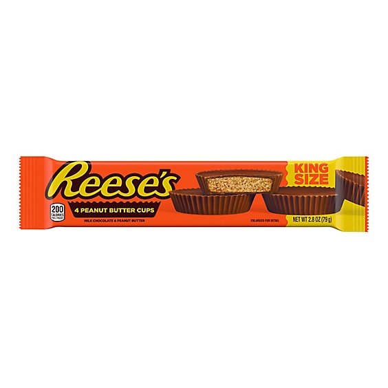 Reeses Milk Chocolate King Size Peanut Butter Cups Candy Pack - 2.8 Oz