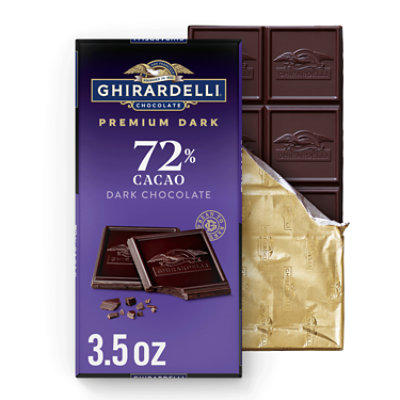 GHIRARDELLI PREMIUM DARK 72% Cacao Dark Chocolate Bar - 3.5 Oz
