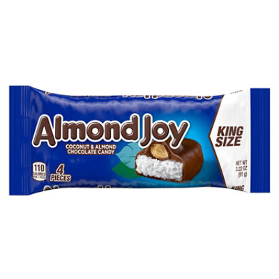 Almond Joy Coconut And Almond Chocolate King Size Candy Bars Multipack - 4-3.22 Oz - Image 1