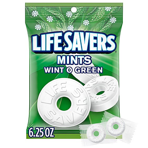 Life Savers Wint O Green Breath Mints Hard Candy Bag - 6.25 Oz