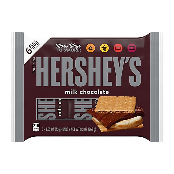 Hersheys Milk Chocolate Full Size Candy Bars 6 Count - 1.55 Oz