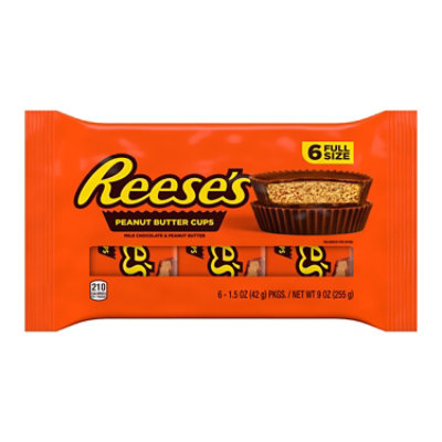 Reeses Milk Chocolate Peanut Butter Cups Candy Packs 6 Count - 1.5 Oz