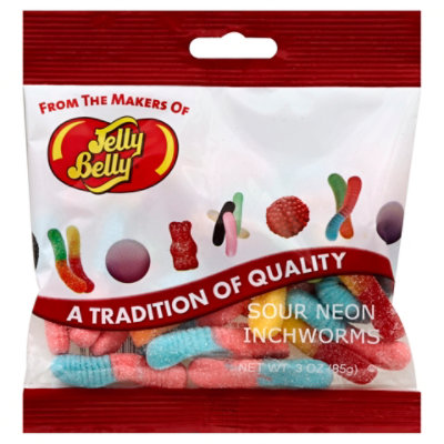 Jelly Belly Sour Neon Inchworms Candy - 3 Oz