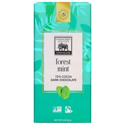 Endangered Species Chocolate Bar Dark Chocolate Mint Rain Forest - 3 Oz