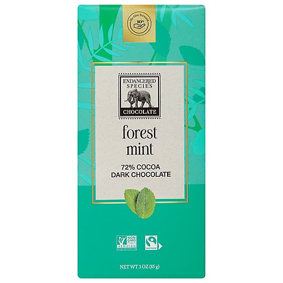Endangered Species Chocolate Bar Dark Chocolate Mint Rain Forest - 3 Oz