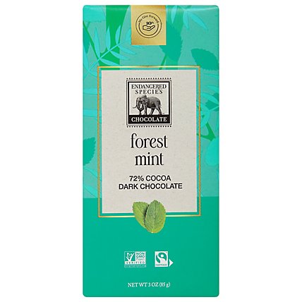 Endangered Species Chocolate Bar Dark Chocolate Mint Rain Forest - 3 Oz - Image 1