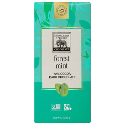 Endangered Species Chocolate Bar Dark Chocolate Mint Rain Forest - 3 Oz - Image 1