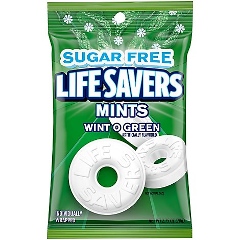 Life Savers Sugar Free Mints Hard Candy Wint O Green Bag - 2.75 Oz
