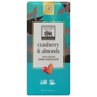 Endangered Species Chocolate Bar Dark Chocolate Cranberry & Almonds Wolf 72% Cocoa - 3 Oz - Image 3