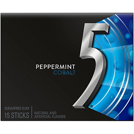 5 Peppermint Cobalt Sugar Free Chewing Gum - 15 Count