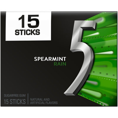 5 Spearmint Rain Sugar Free Chewing Gum - 15 Count - Image 1