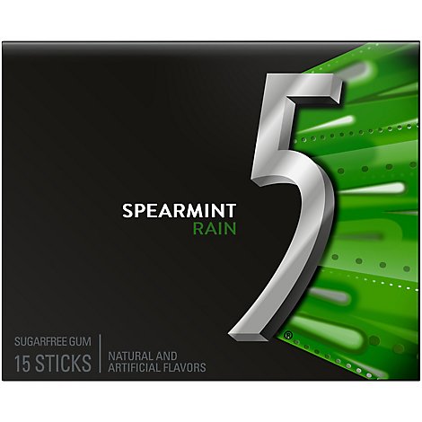 5 Spearmint Rain Sugar Free Chewing Gum - 15 Count