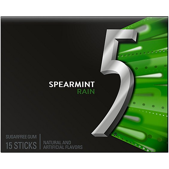 5 Spearmint Rain Sugar Free Chewing Gum - 15 Count