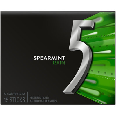 5 Gum Spearmint Rain Sugarfree Gum Single Pack
