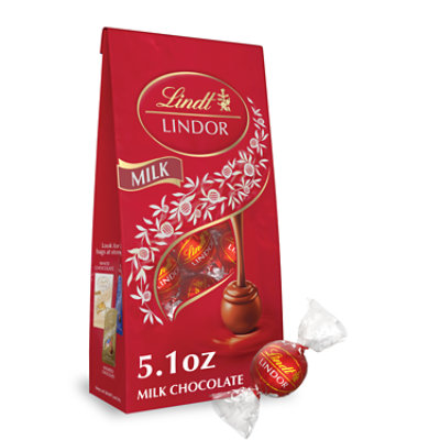 Lindt LINDOR Milk Chocolate Candy Truffles Bag - 5.1 Oz - Image 1