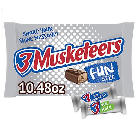 3 Musketeers Fun Size Milk Chocolate Candy Bars Bag - 10.48 Oz