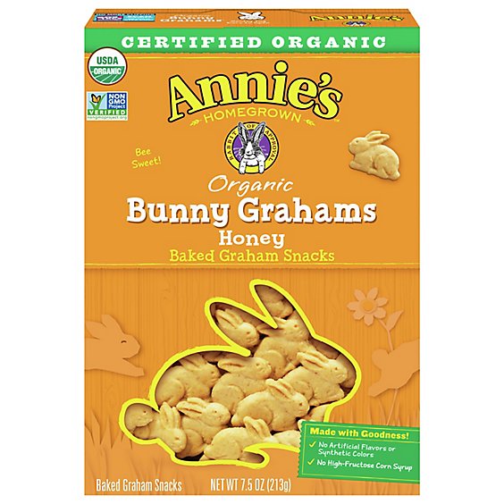 Annies Homegrown Bunny Grahams Graham Snacks Organic Baked Honey - 7.5 Oz