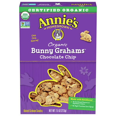 Annies Homegrown Bunny Grahams Graham Snacks Organic Baked Chocolate Chip - 7.5 Oz