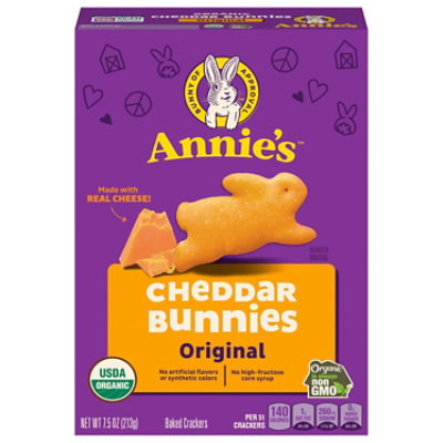 Annies Homegrown Cheddar Bunnies Crackers Organic Baked Snack - 7.5 Oz