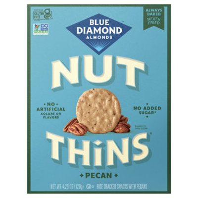 Blue Diamond Nut Thins Cracker Snacks Pecan Nut & Rice - 4.25 Oz