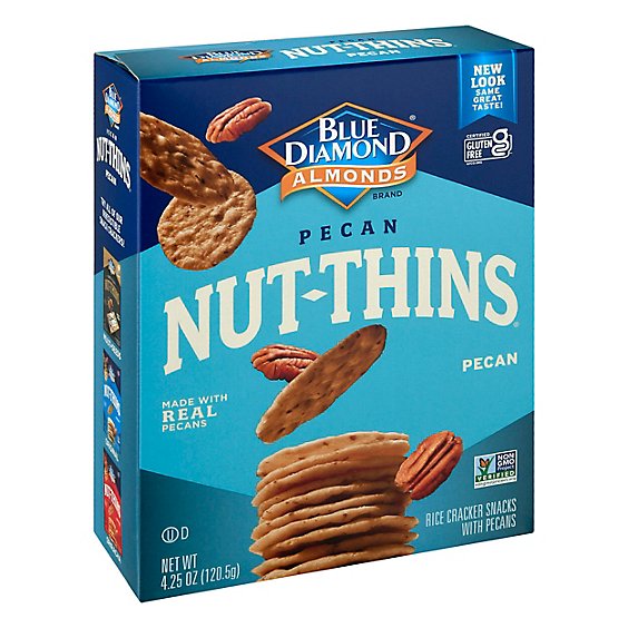 Blue Diamond Nut Thins Cracker Snacks Pecan Nut & Rice - 4.25 Oz