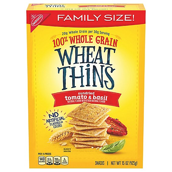 Wheat Thins Snacks Sundried Tomato & Basil Family Size! - 15 Oz