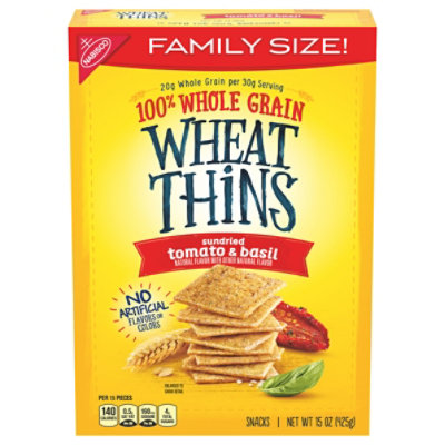 Wheat Thins Snacks Sundried Tomato & Basil Family Size! - 15 Oz