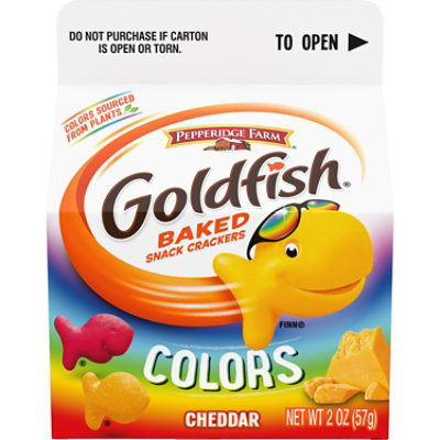 Pepperidge Farm Goldfish Crackers Baked Snack Colors Cheddar Carton - 2 Oz