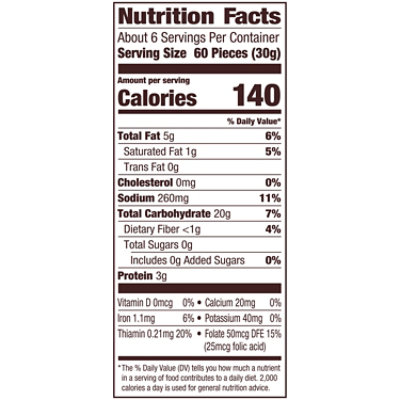 goldfish crackers nutrition label