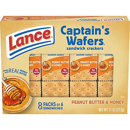 Lance Captains Wafers Crackers Sandwiches Peanut Butter & Honey On-the Go Packs - 8 - 11 Oz - Image 2