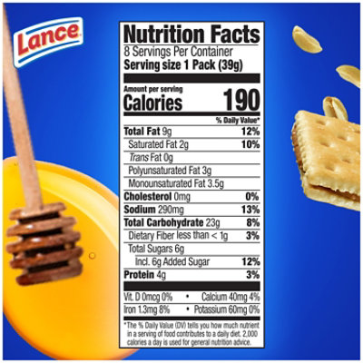 Lance Captain's Wafers Peanut Butter and Honey Sandwich Crackers - 8 Ct - 1.37 Oz - Image 4