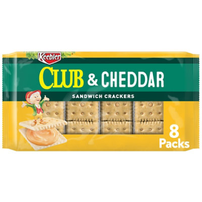 Keebler Sandwich Crackers Single Serve Snack Crackers Club and Cheddar 8 Count - 11 Oz