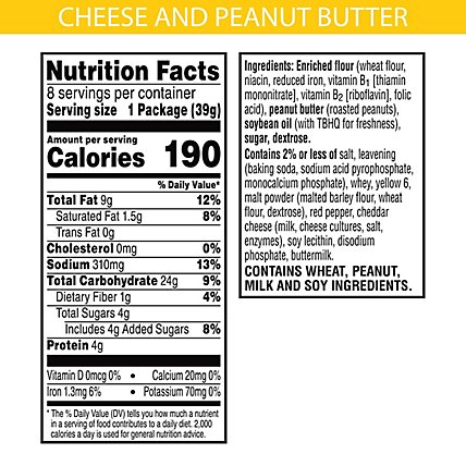 Keebler Sandwich Crackers Cheese and Peanut Butter 8 Count - 11 Oz  - Image 3