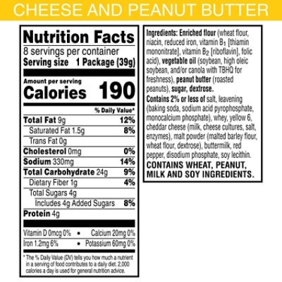 Keebler Sandwich Crackers Cheese and Peanut Butter Single Serve Snack Crackers 8 Count - 11 Oz - Image 4