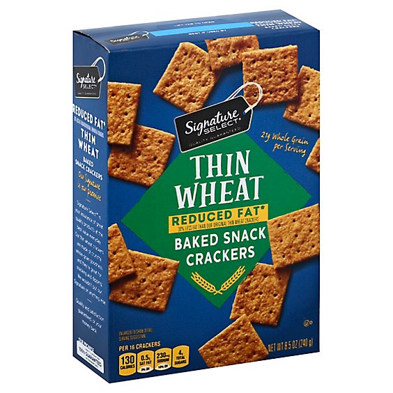 Signature SELECT Crackers Baked Snack Thin Wheat Reduced Fat  - 9 Oz