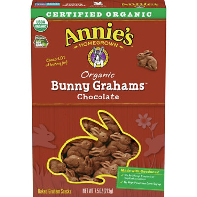 Annies Homegrown Bunny Grahams Graham Snacks Organic Baked Chocolate - 7.5 Oz