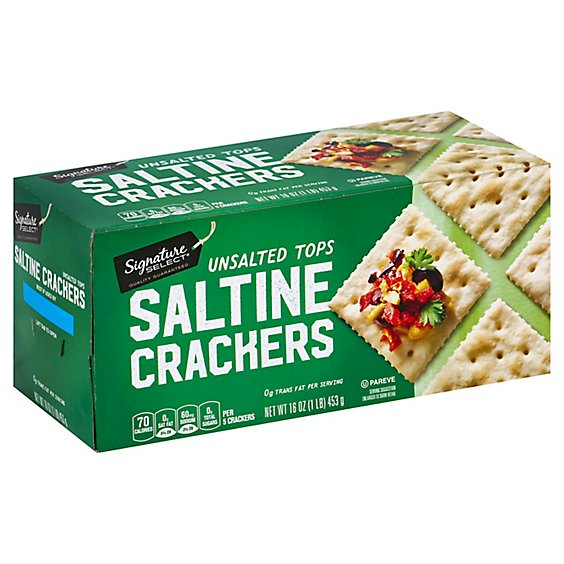 Signature Select Crackers Saltine Unsalted Tops - 16 Oz