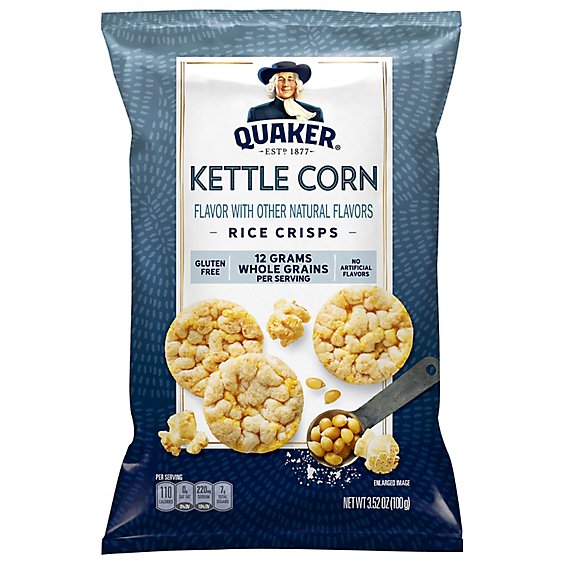 Quaker Popped Rice Crisps Gluten Free Kettle Corn - 3.52 Oz