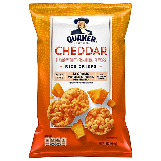 Quaker Popped Rice Crisps Gluten Free Cheddar Cheese - 3.03 Oz