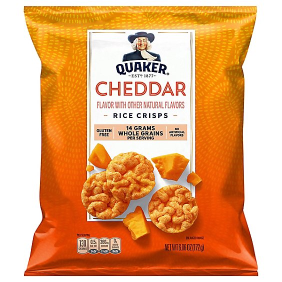 Quaker Popped Rice Crisps Cheddar Cheese - 6.06 Oz