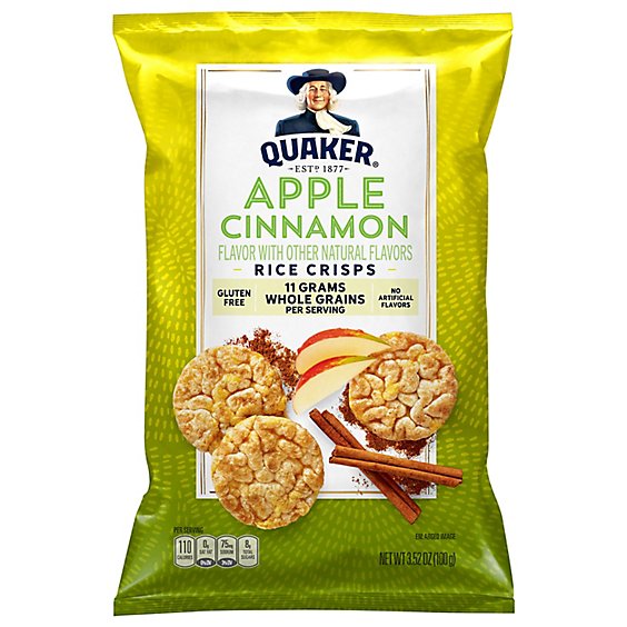 Quaker Popped Rice Crisps Gluten Free Apple Cinnamon - 3.52 Oz