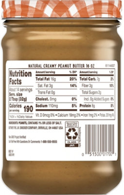 Smuckers Natural Peanut Butter Creamy - 16 Oz - Image 6