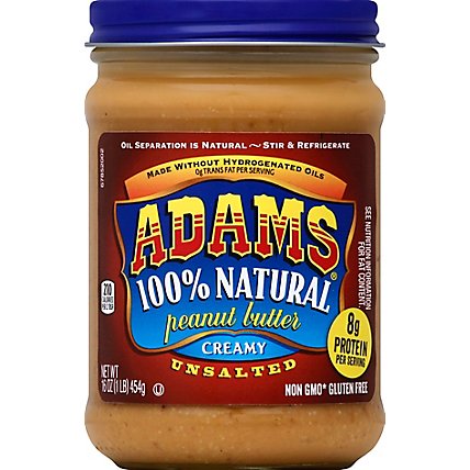 Adams Peanut Butter Unsalted Creamy - 16 Oz - Image 2